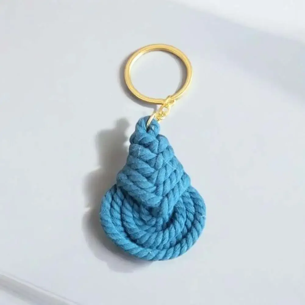 Blue Rope Keychain with Gold Ring